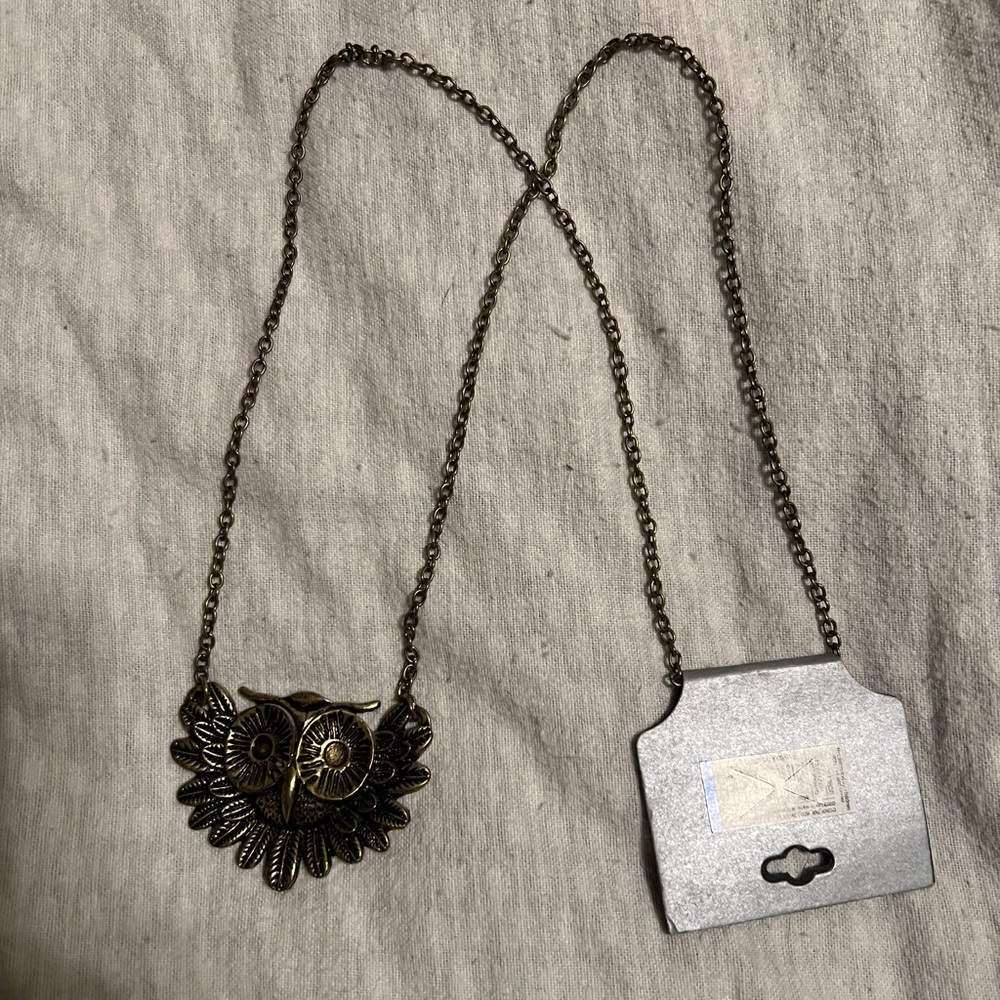 Bronze Owl Pendant Necklace